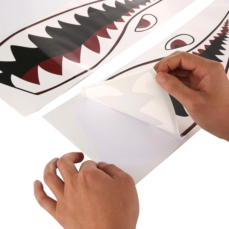 MOOCY 2Pcs Wall Art Warhawk Shark Tiger Vinyl Sticker Waterproof DIY Funny Graphics Accessories for Car Kayak Canoe Fishing Boat Truck Jet Ski Hobie Dagger Ocean Boat Decoration - Image 3